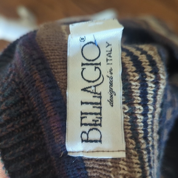 Vtg 3d Cosby Cotton Crewneck Textured Patterned Stripes Brown Neutral Sz L - Picture 9 of 12